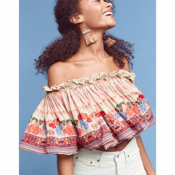 Anthropologie Tops - BHANUNI Anthro Bohemain Villa Midi Off The Shoulder Swing Top sz L NEW Women's
